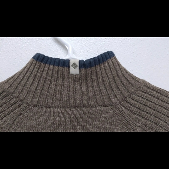 Columbia men's brown sweater with blue accents S - Picture 2 of 10